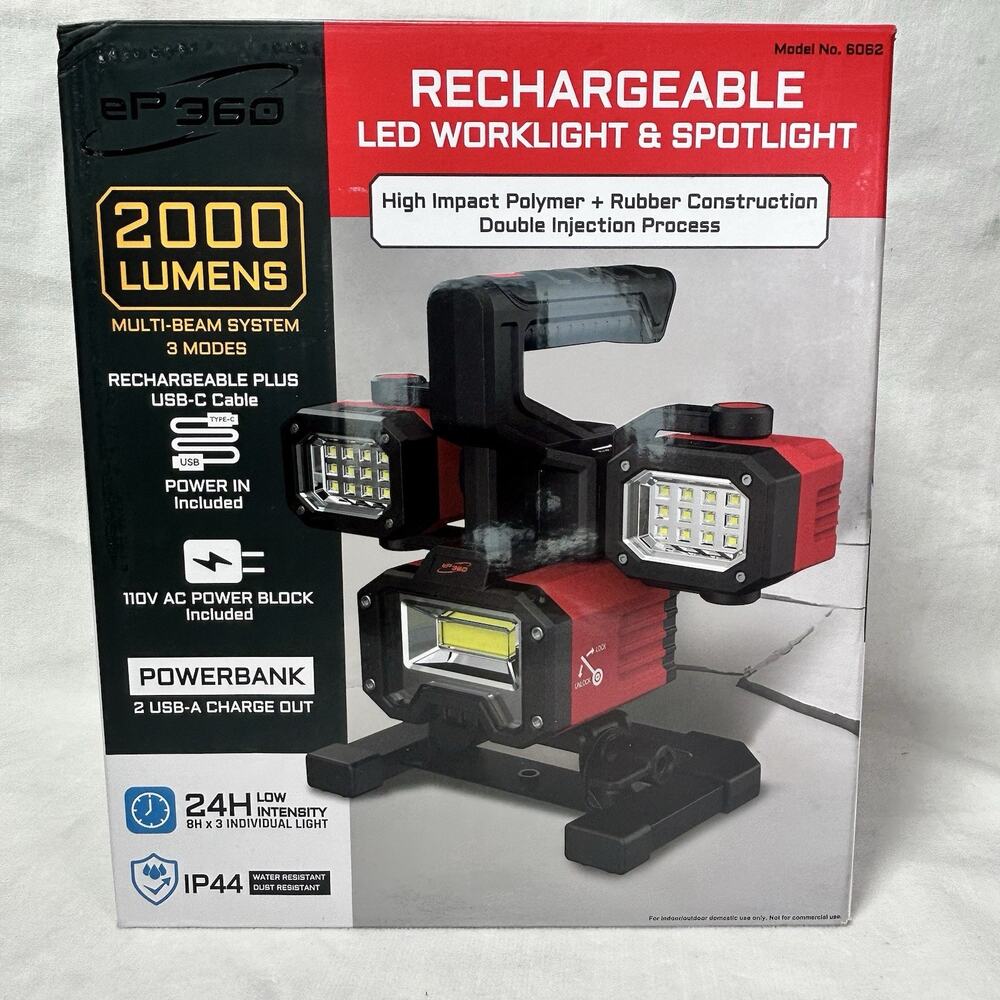 ePower360 SIRIUS 2000LM Rechargeable LED Work Light and Powerbank w/Side Lights